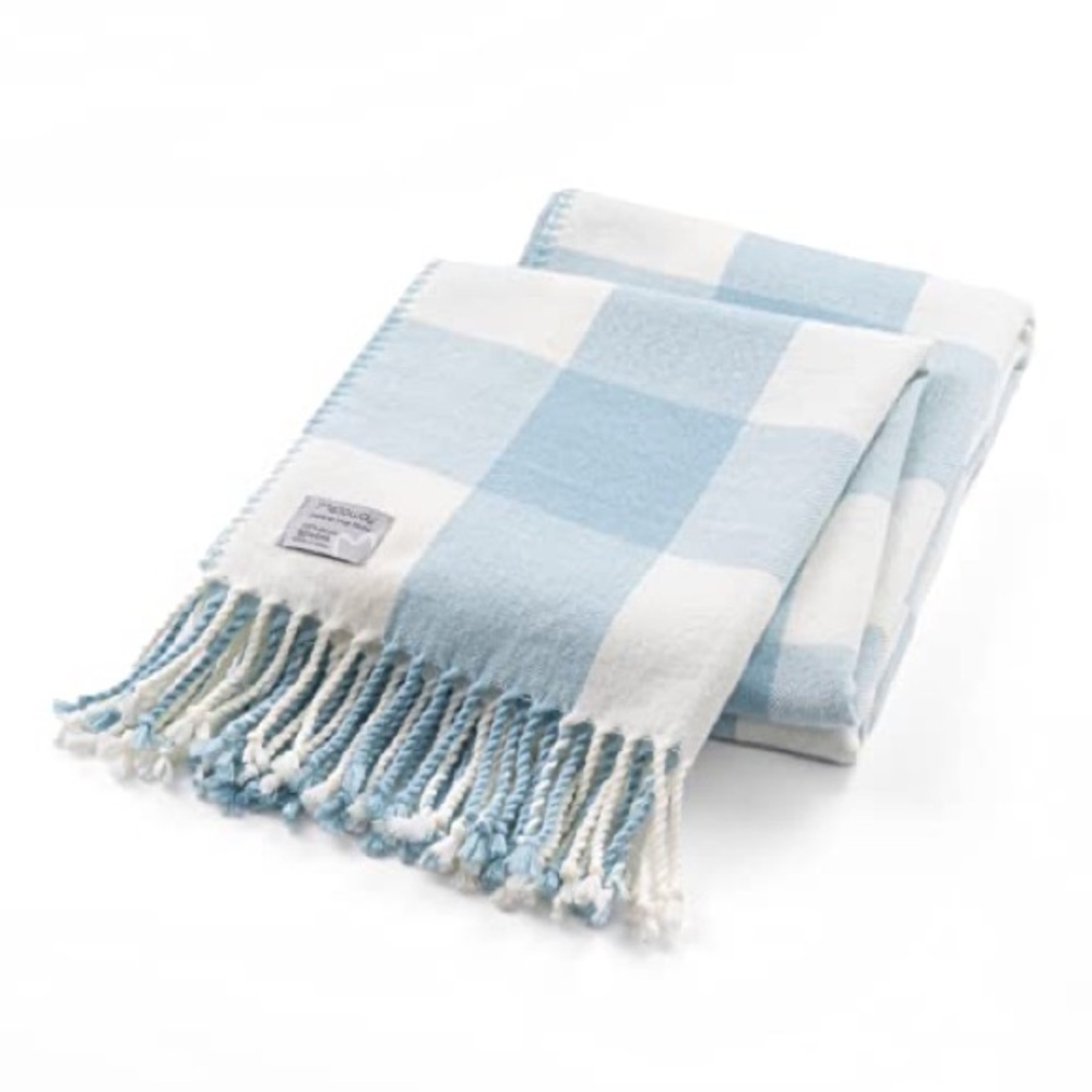 Mellowdy Classic Checkered Blanket Faux Cashmere Plaid Throw Winter Blue, 50x60)